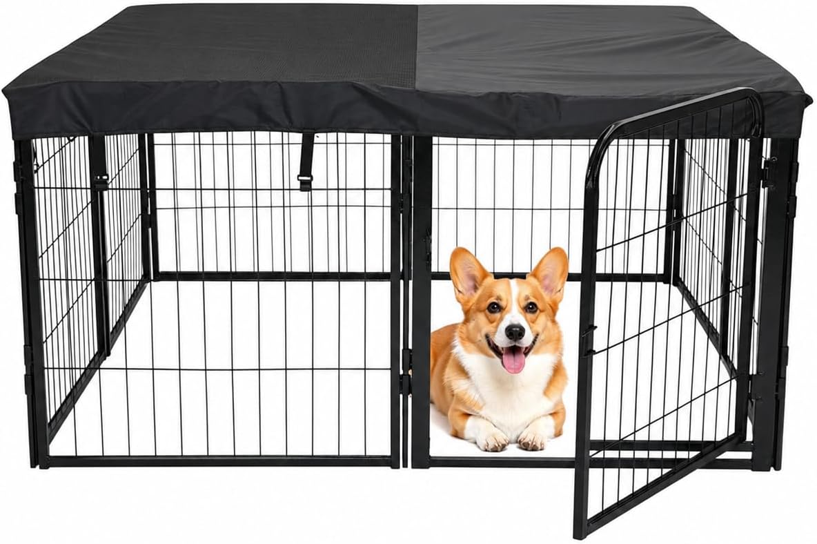 dog playpen w/square top shade cover - 24, main product view