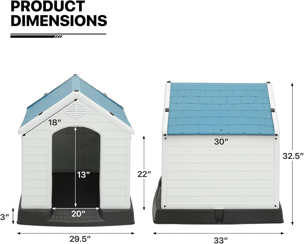 monibloom 32.5 inch insulated dog house for small shown in use