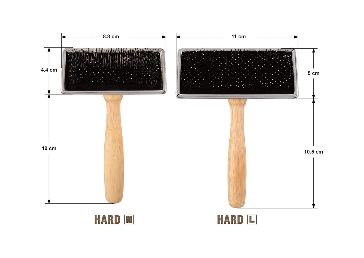 furzone wooden slicker brush - stainless steel hard shown in use