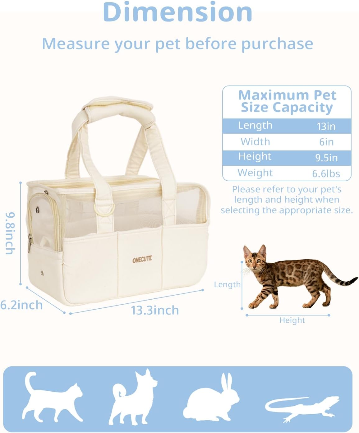 onecute dog purse carrier for small dogs rabbit shown in use