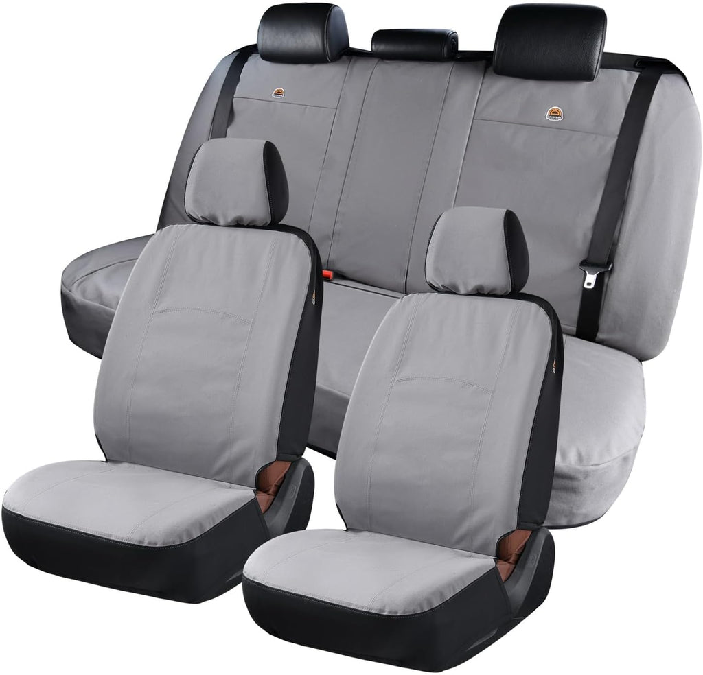 coverado car seat covers front, canvas universal seat showing dimensions