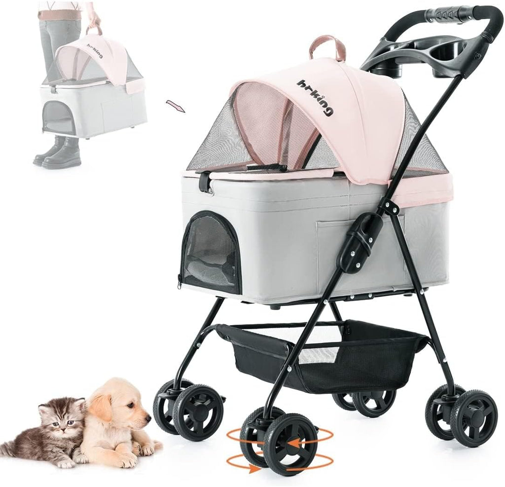 pet stroller with detachable carrier for small dogs&cats, main product view