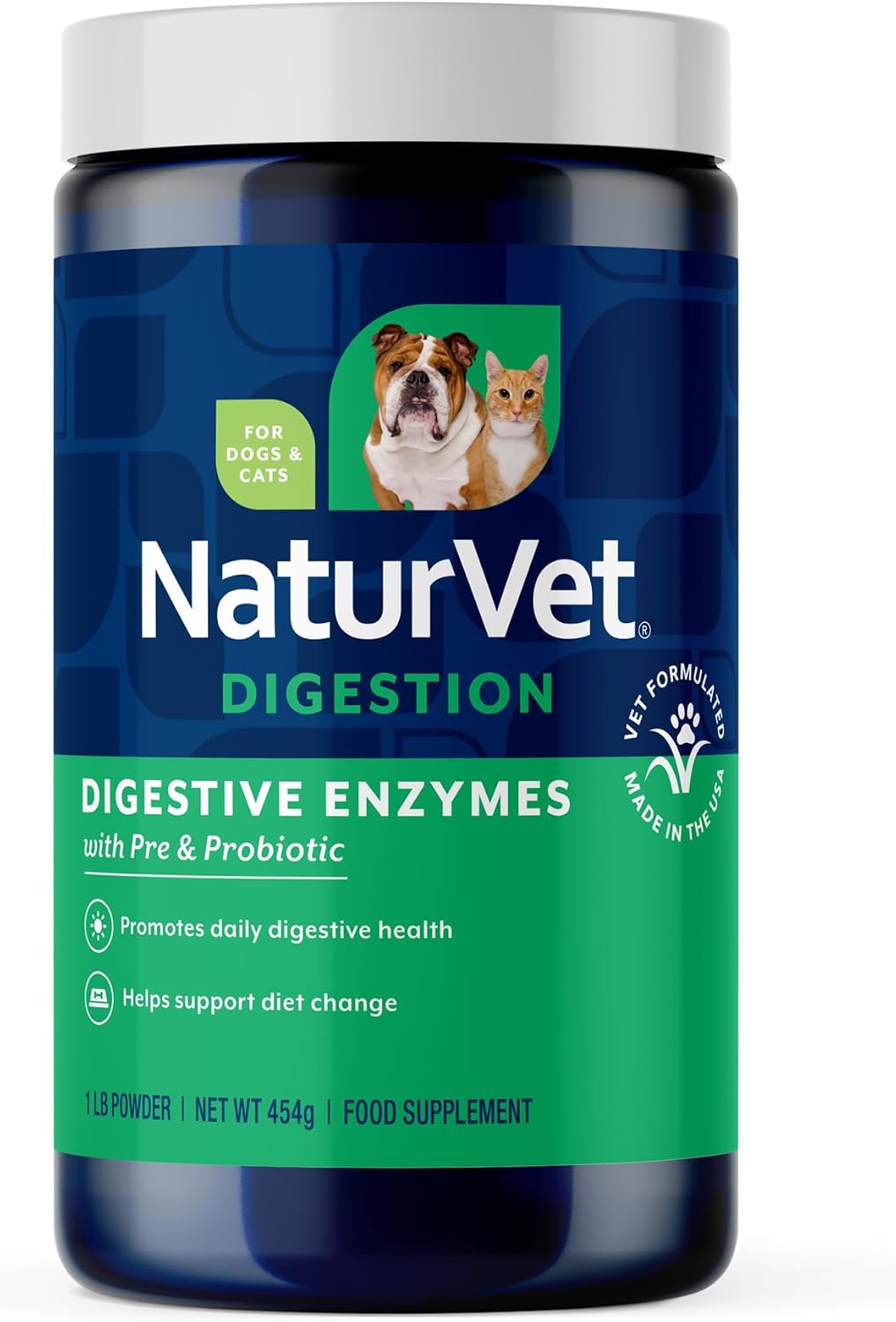 naturvet digestive enzymes with pre & probiotic for, main product view