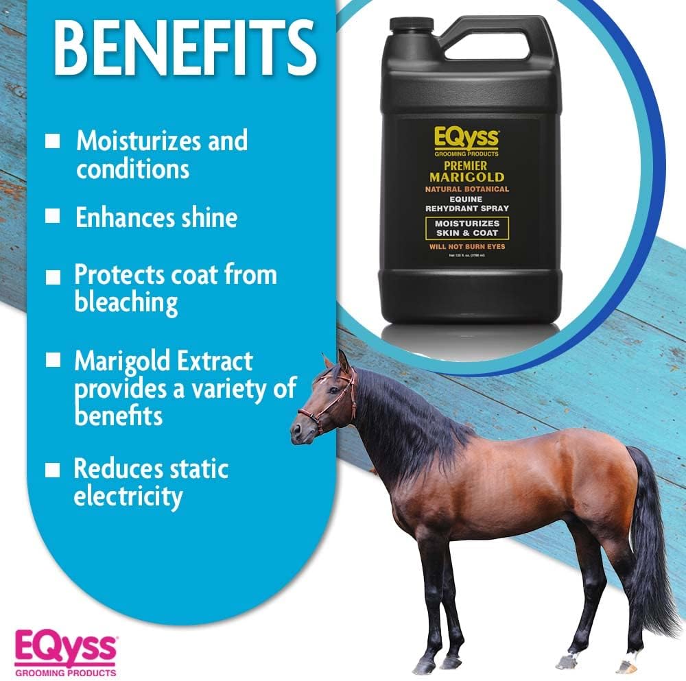 eqyss premier marigold equine coat conditioning spray, close-up detail