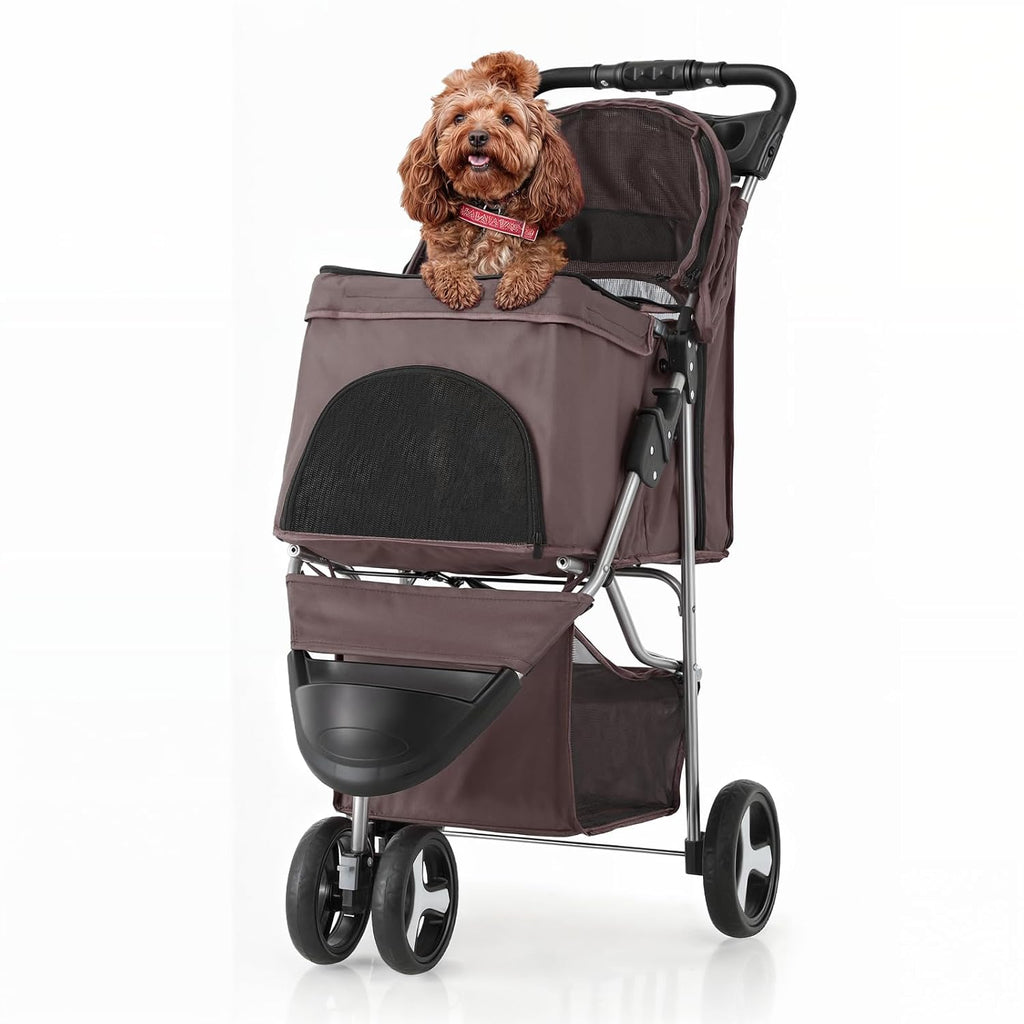 pet stroller for small/medium cats and dogs, coffee, main product view