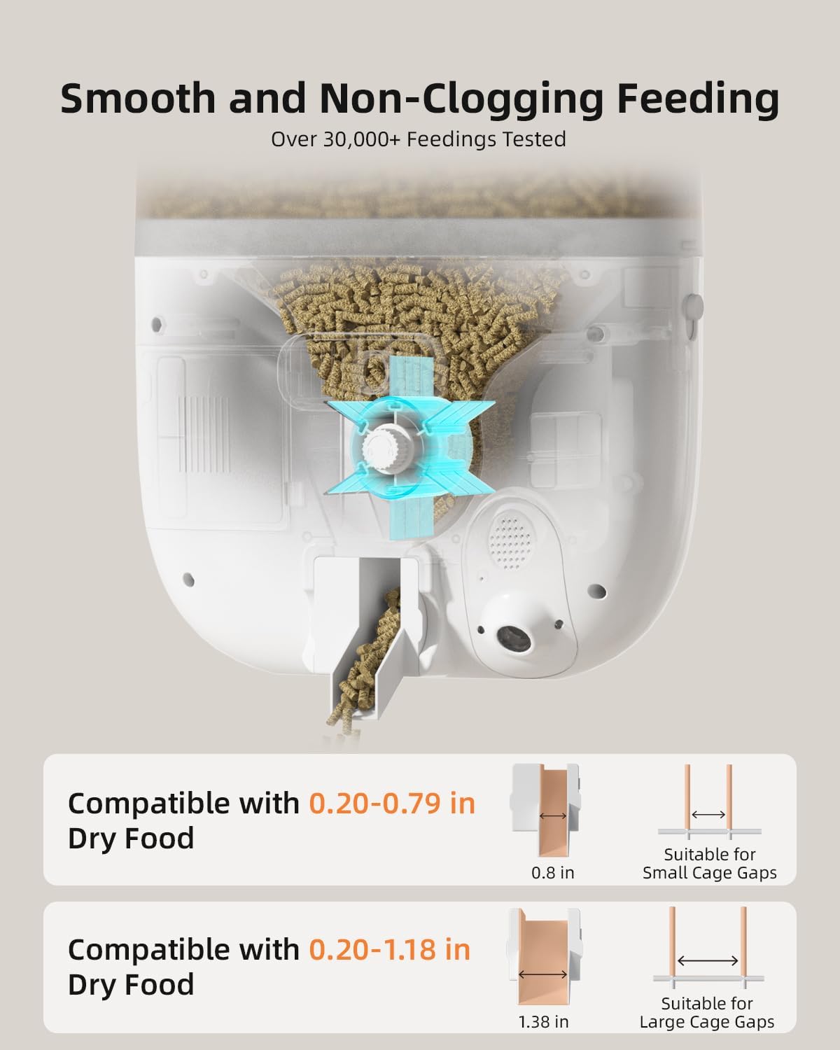 sandpoy hanging rabbit feeder for cage, programmable automatic showing dimensions