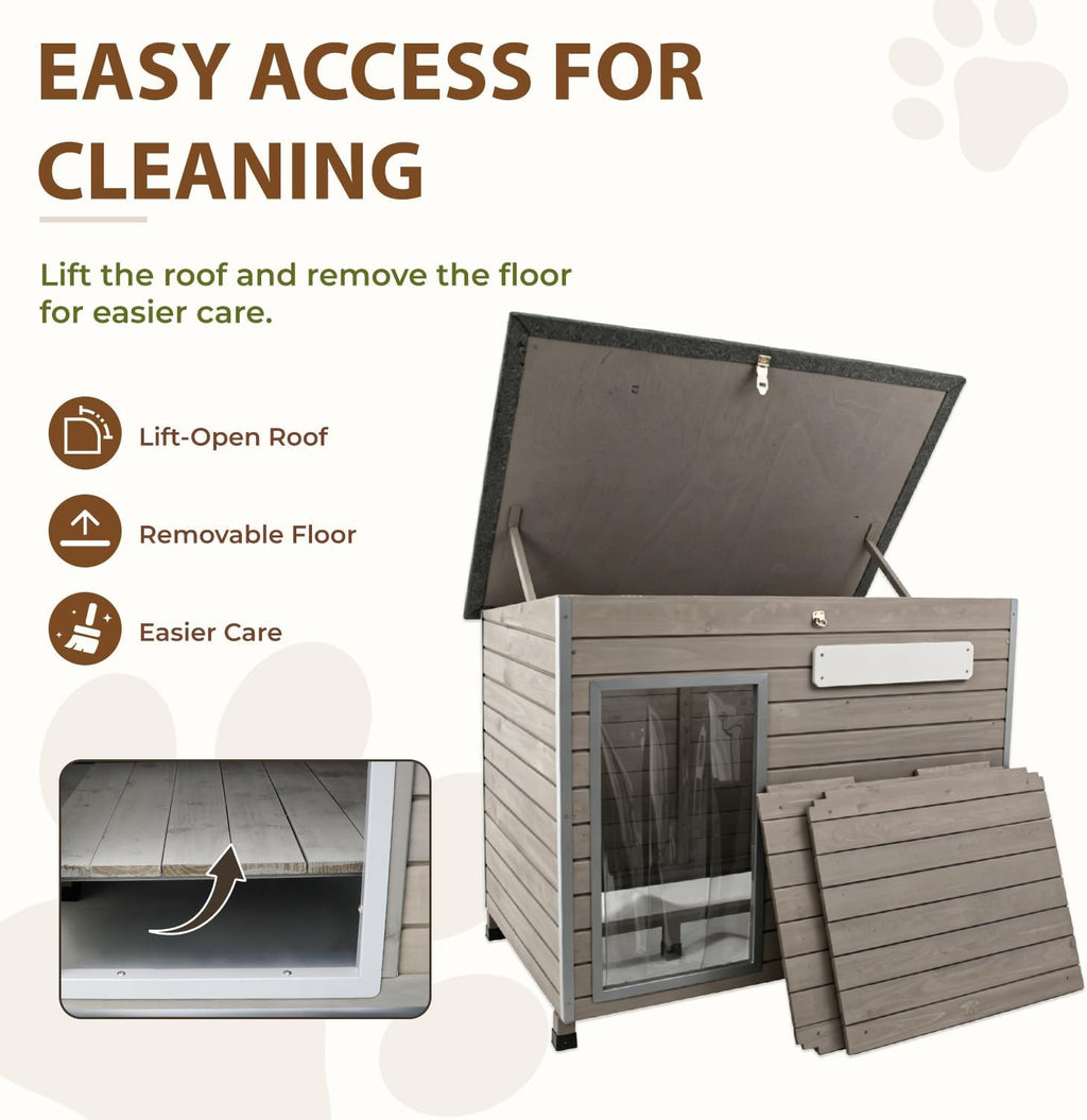 gowoodhut large dog house outdoor, wooden kennel for, close-up detail