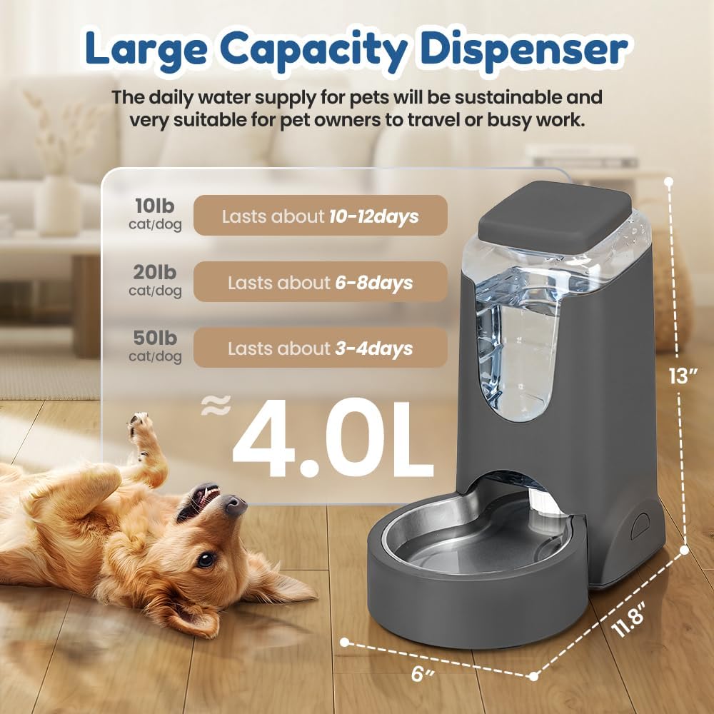 1 gallon automatic cat feeder gravity stainless steel, close-up detail