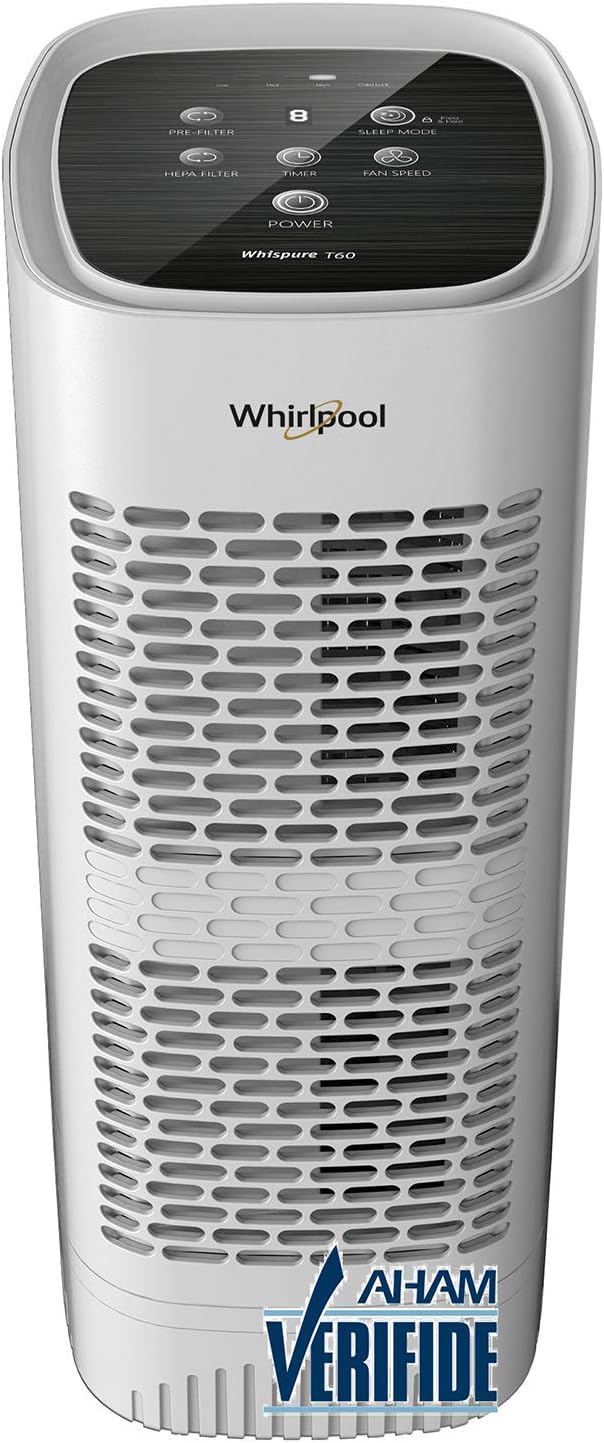 whirlpool, wpt60p whispure true hepa air purifier, activated, main product view