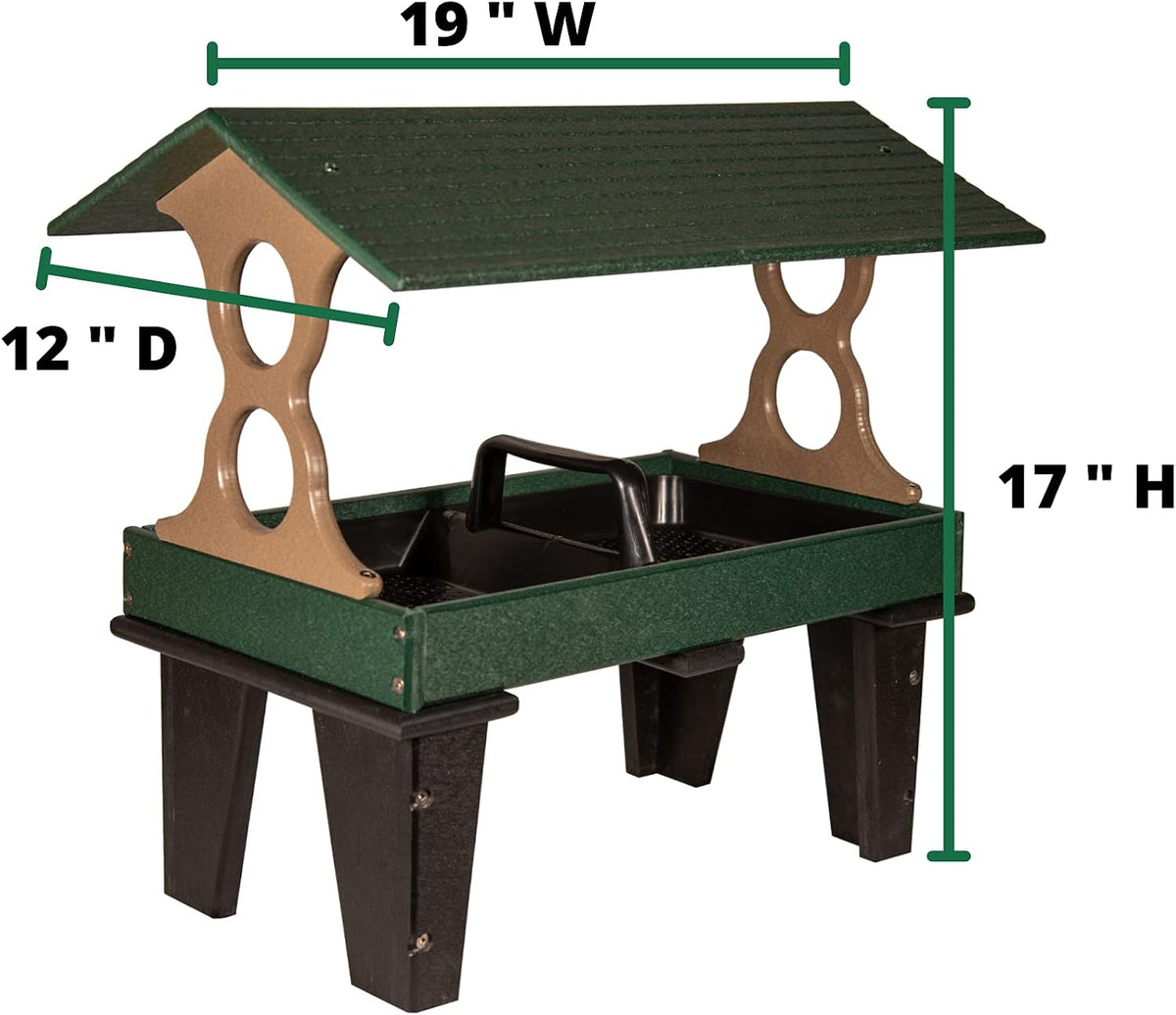 jcs wildlife large ground fly thru bird feeder, close-up detail