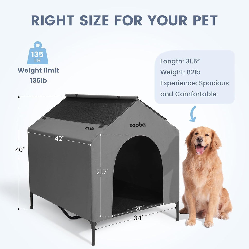 zooba 42” outdoor dog house for large breeds, side view