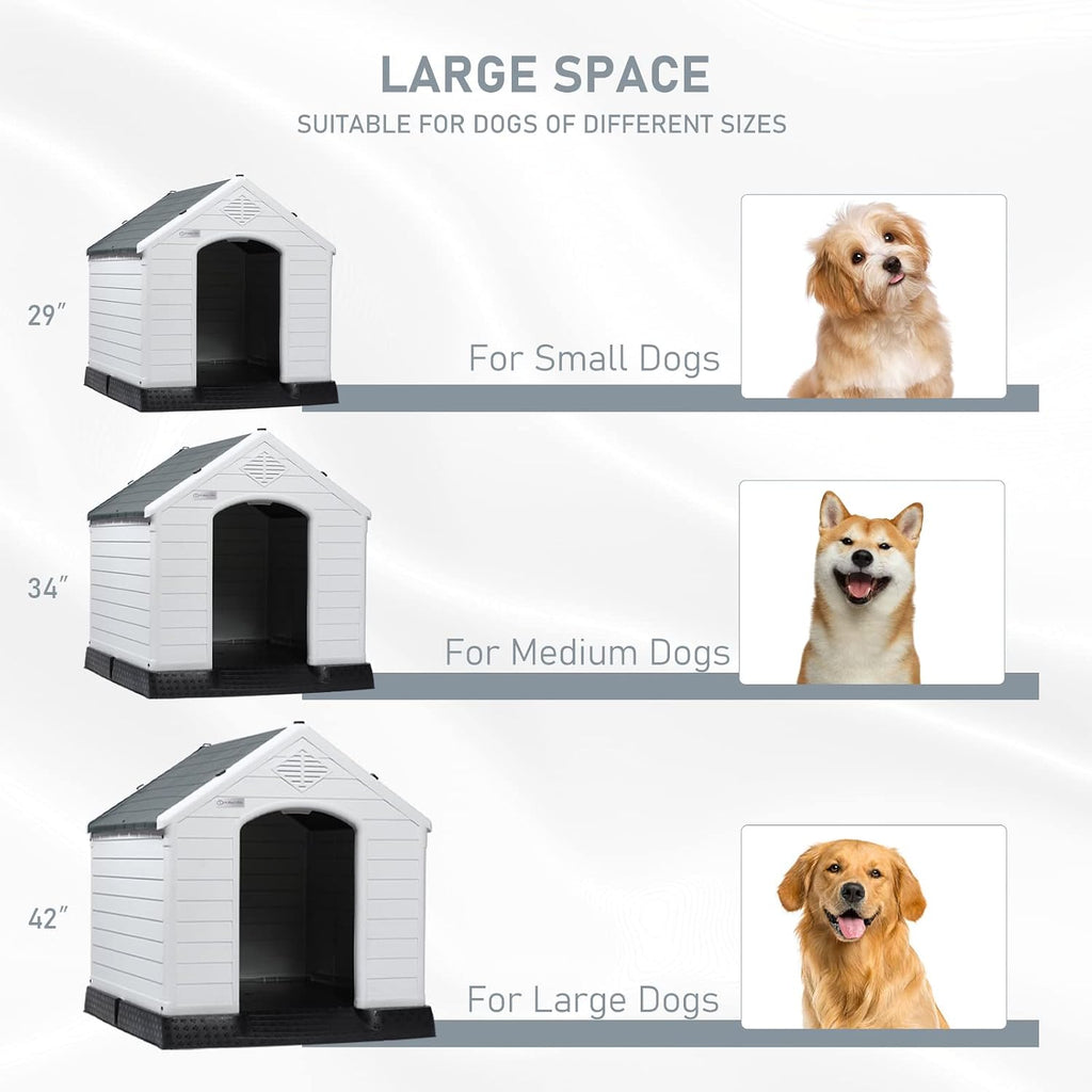 lemberi durable waterproof plastic dog house for small showing dimensions