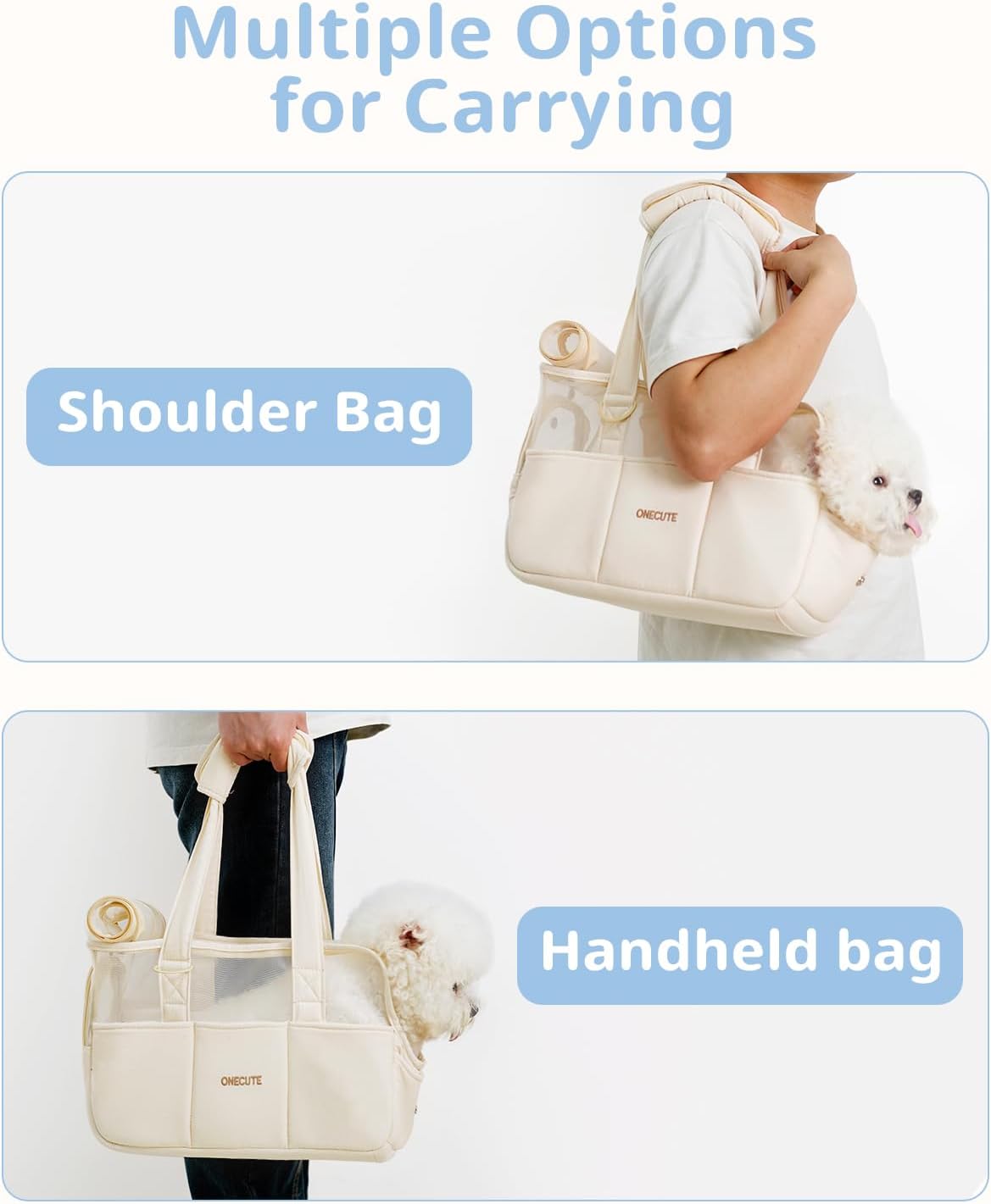 onecute dog purse carrier for small dogs rabbit showing dimensions