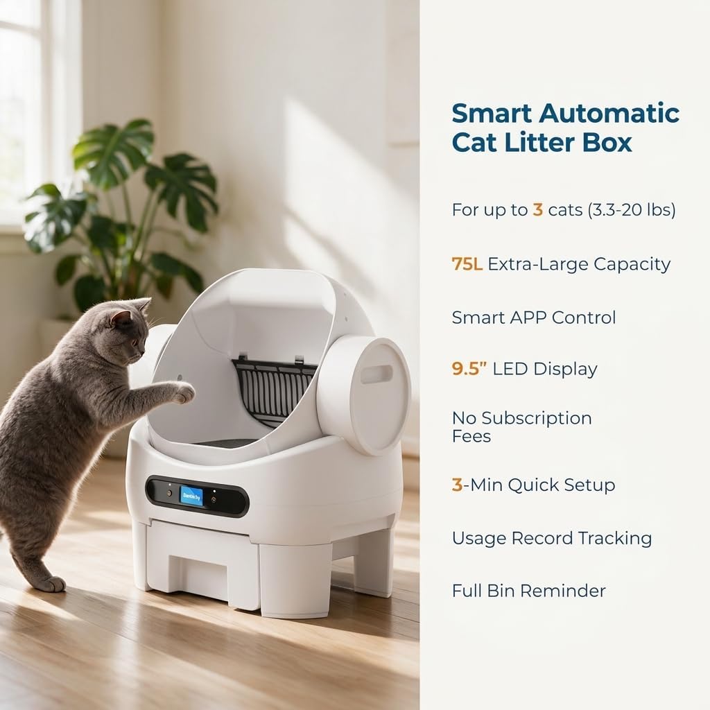 automatic litter box self cleaning, smart cat litter, close-up detail