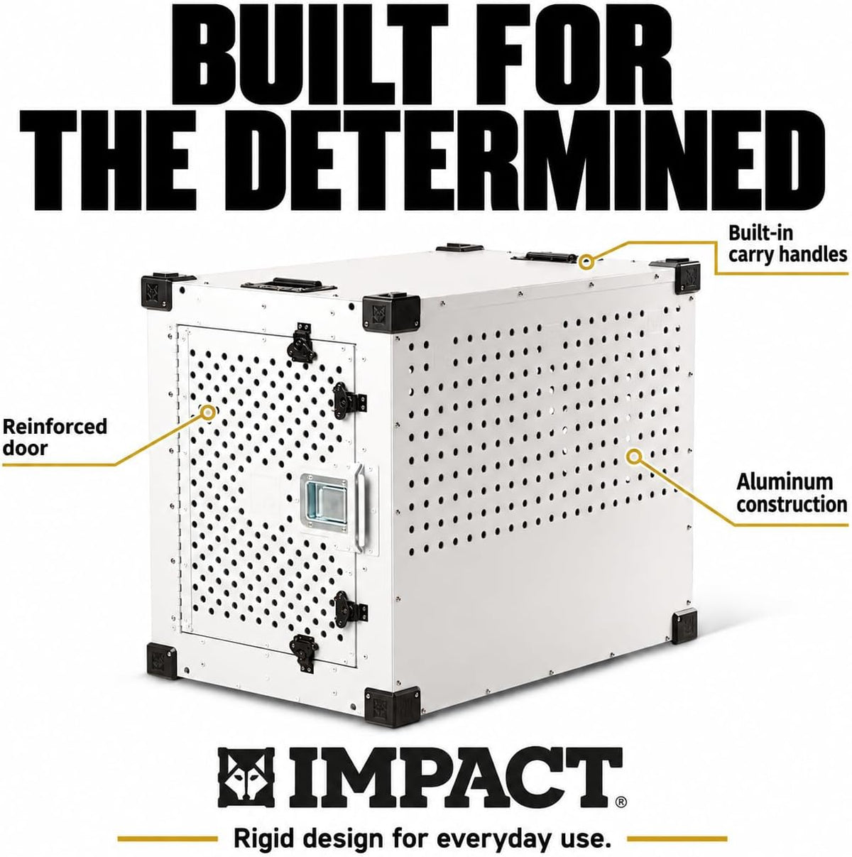 impact high anxiety dog crate - escape proof, side view