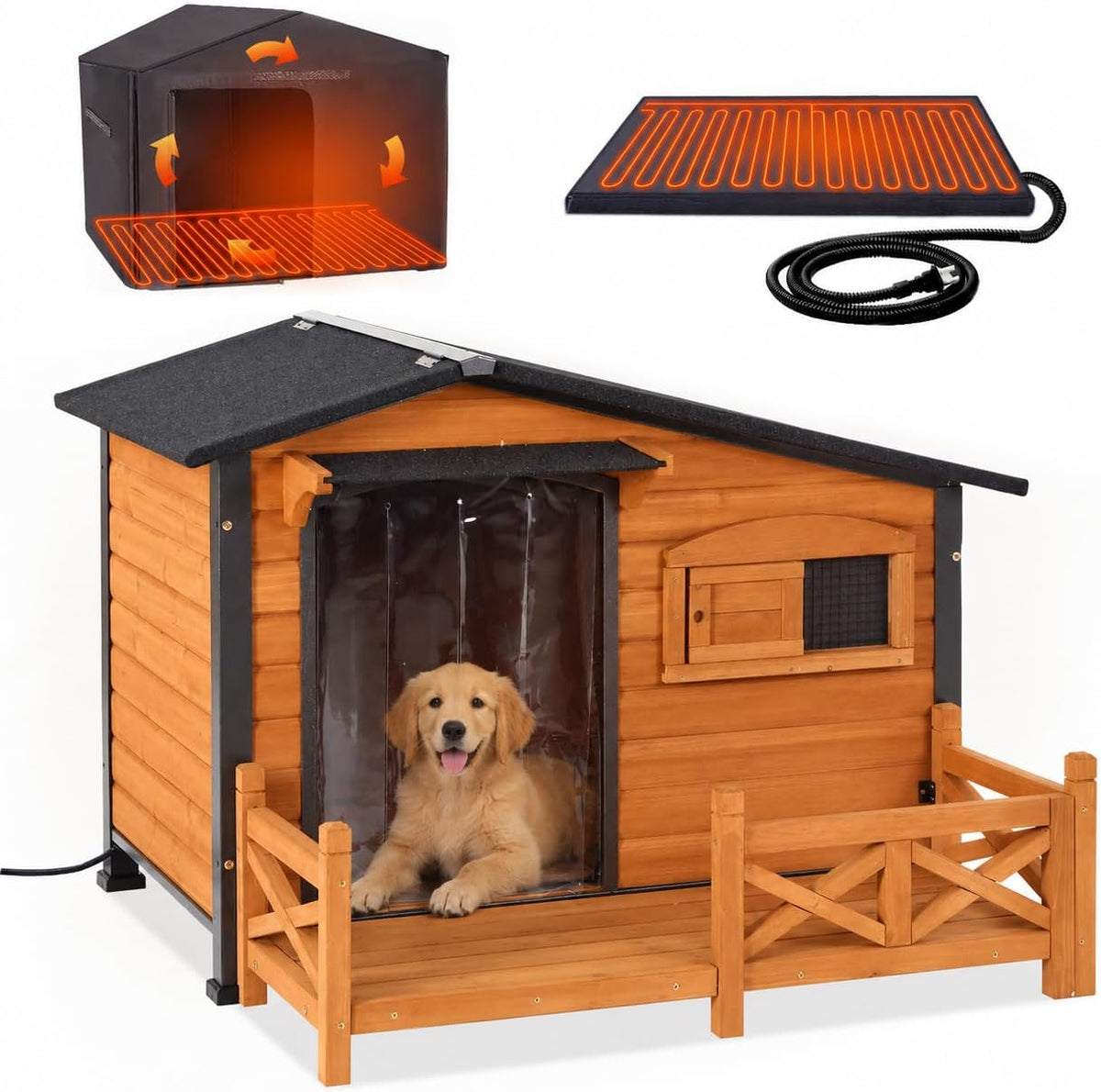 gutinneen large heated dog house outdoor insulated dog, main product view