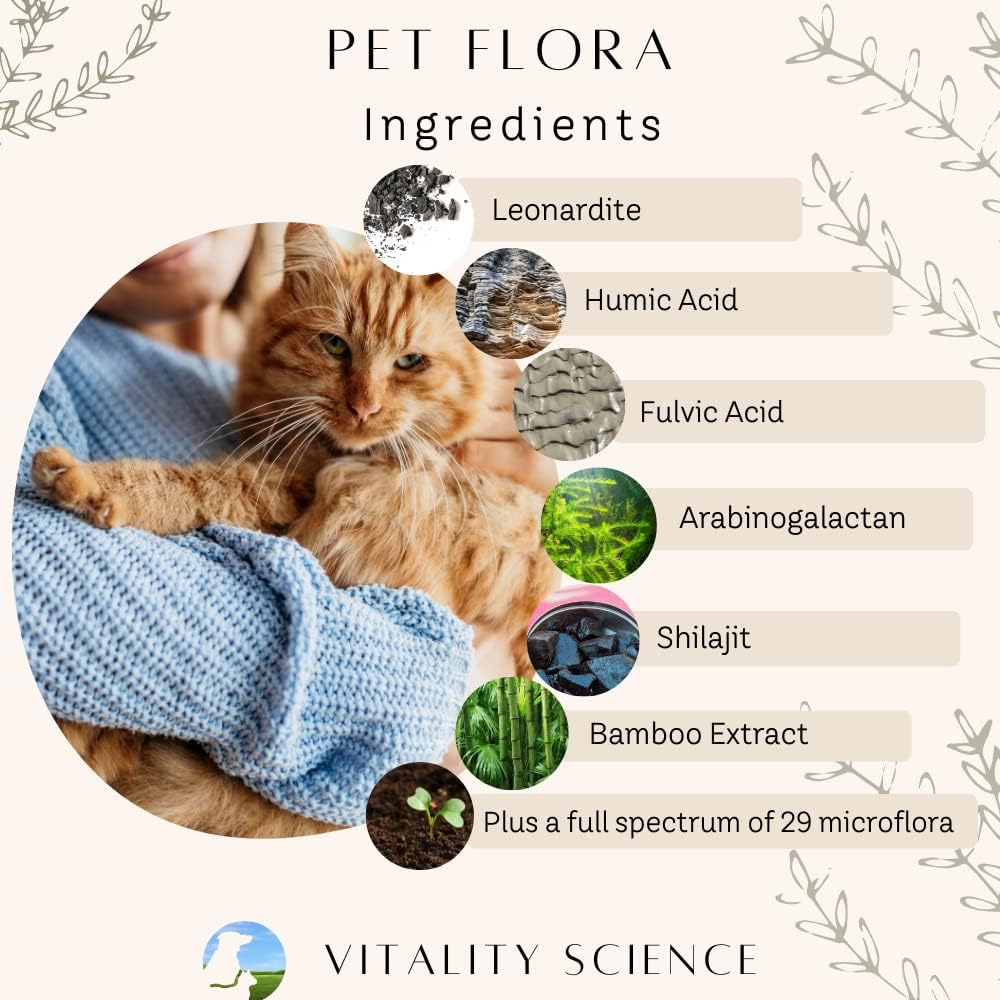 vitality science pet flora – natural probiotics for shown in use