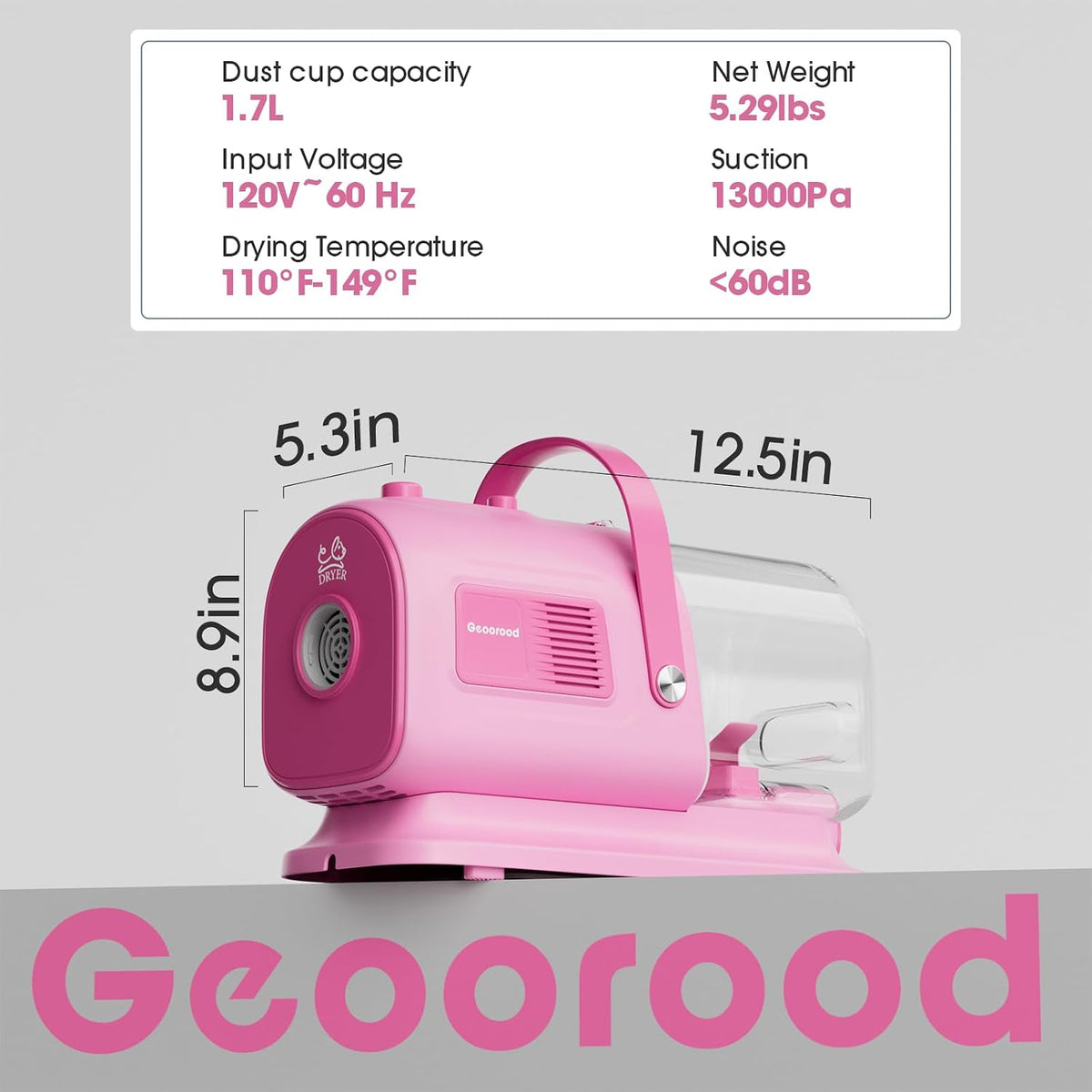 dog grooming vacuum and dryer kit, blower for shown in use