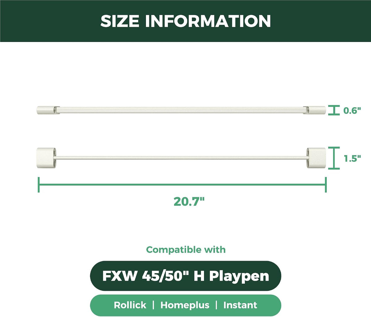 fxw divider connectors, dog playpen accessories, 2 pack showing dimensions