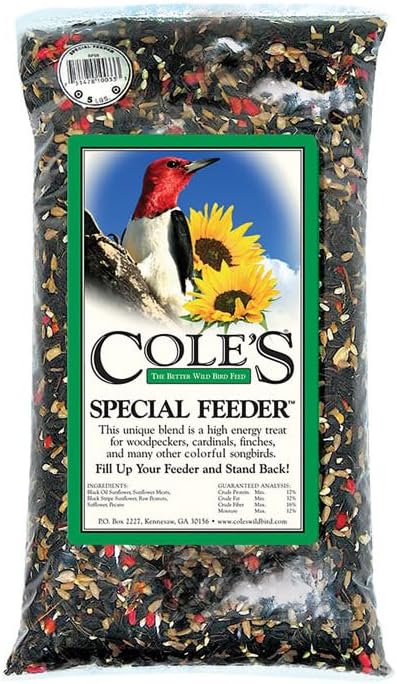cole's sf20 special feeder bird seed, 20-pound shown in use