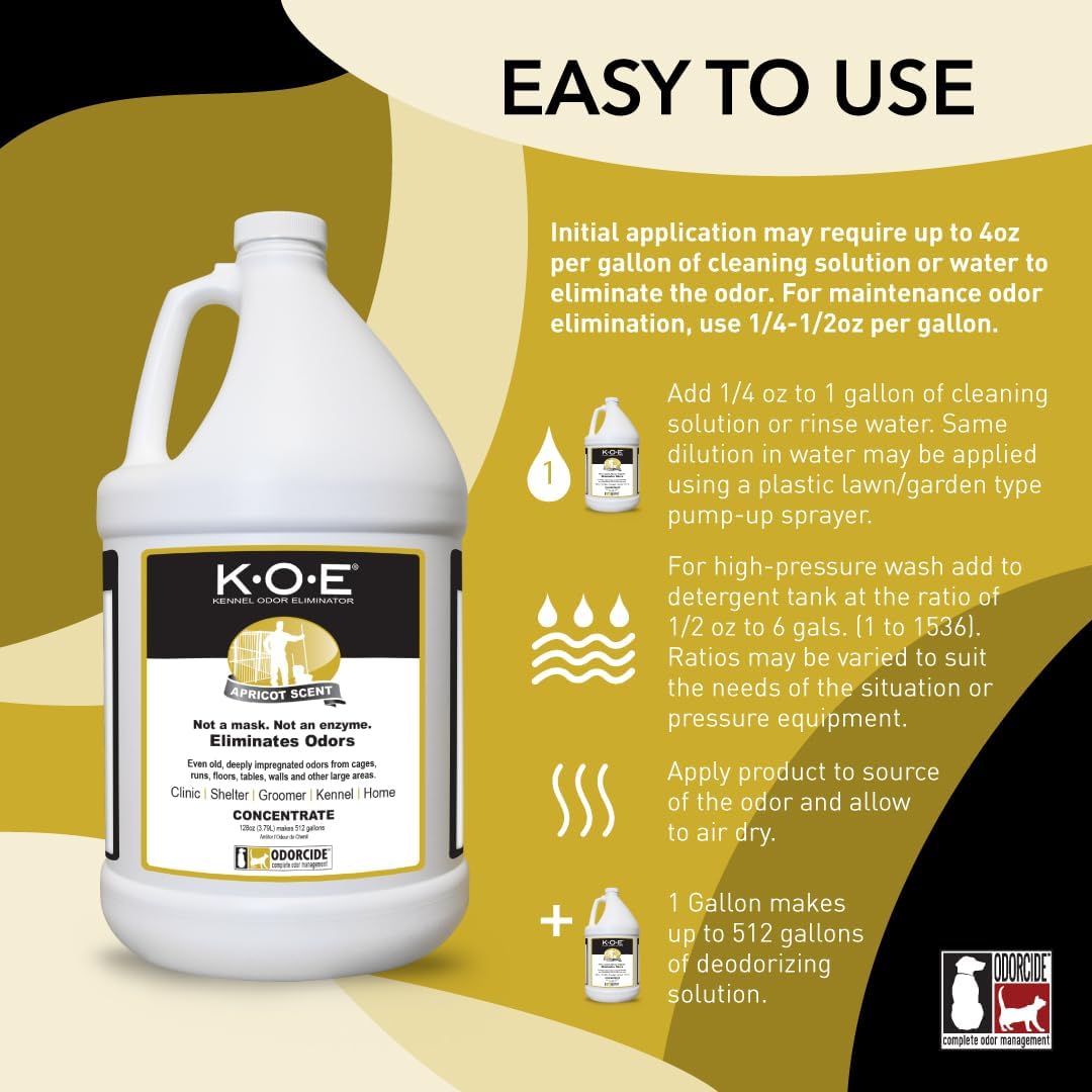 odorcide k.o.e. apricot odor eliminator concentrate for strong shown in use