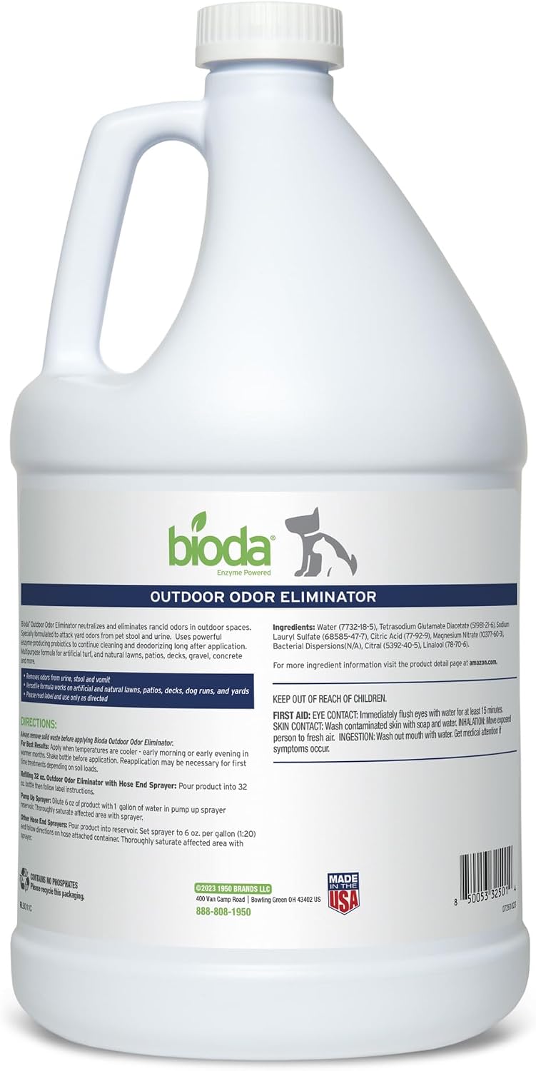 bioda probiotic natural outdoor odor eliminator, 1 gal shown in use