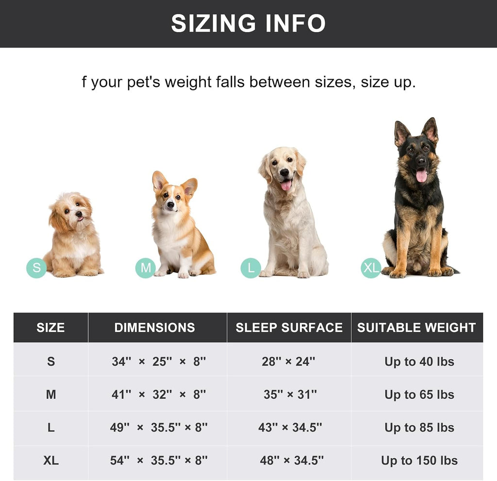 50" lx32 wx8 h cooling elevated dog bed, package contents