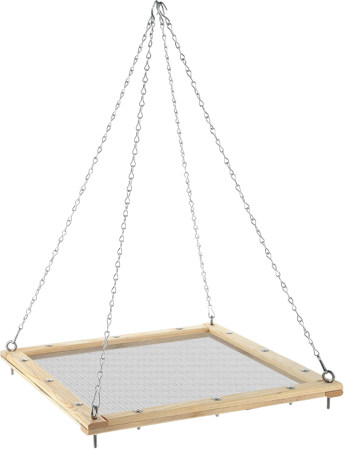 16 inch bird seed catcher hanging wooden platform, main product view