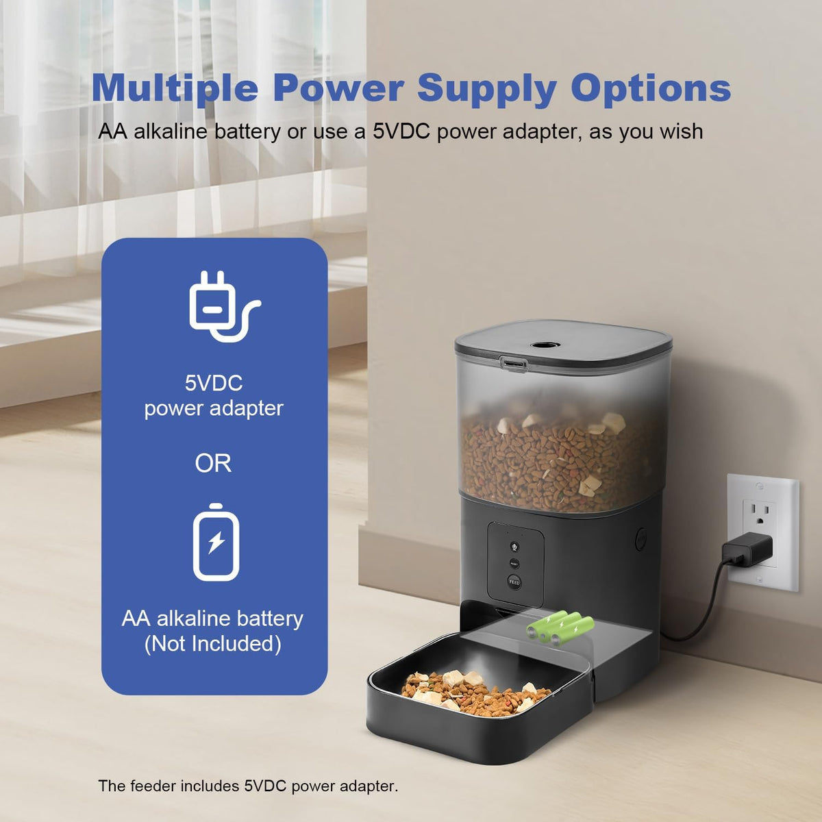 andoll home automatic cat feeder,4l timed cat＆dog dry showing dimensions