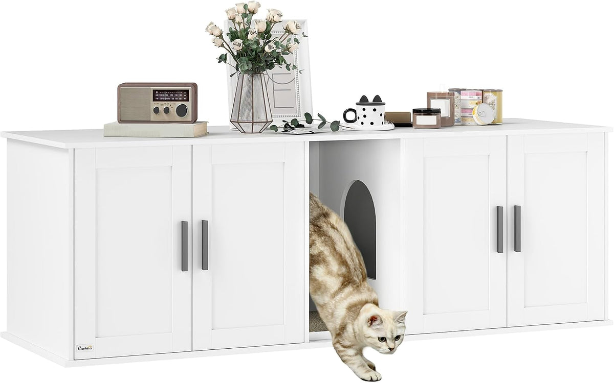 pawhut cat litter box enclosure for 2 cats, main product view