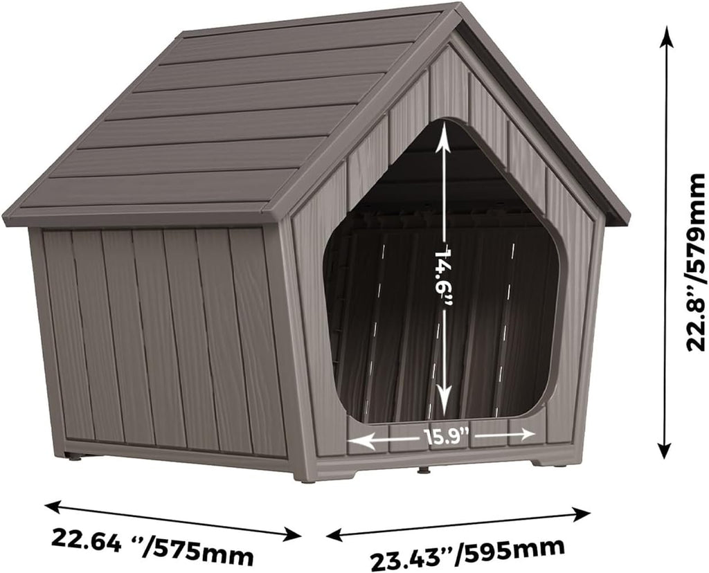 vixzen small dog house outdoor indoor, grey showing dimensions