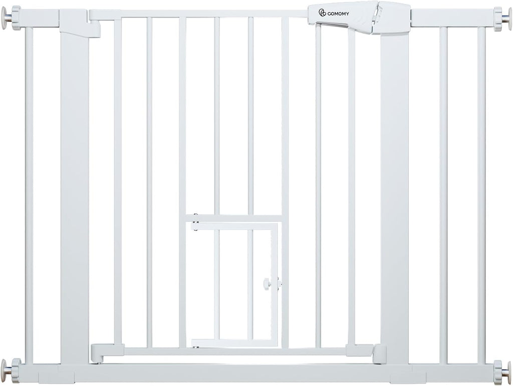 comomy auto close pet gate with cat door, main product view