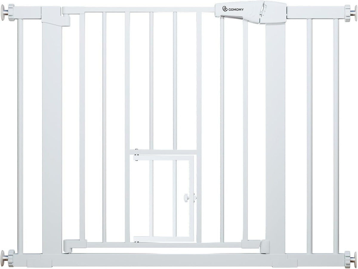 comomy auto close pet gate with cat door, main product view
