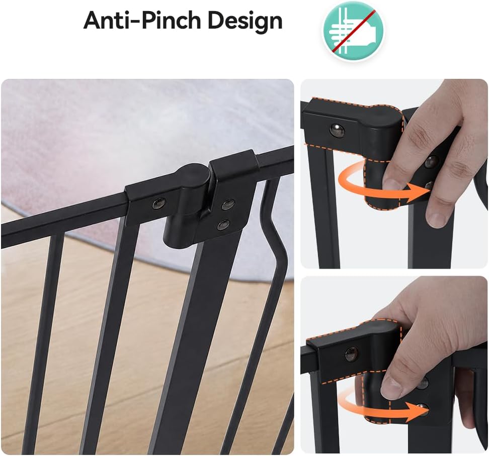 comomy 29.5-43.7" pet gate with adjustable cat door, side view