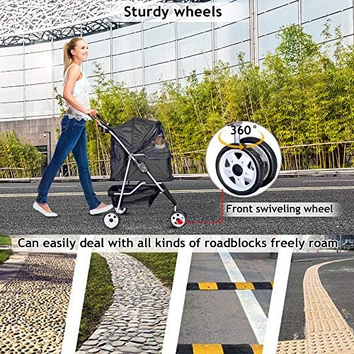 dkeli 3-wheel pet stroller, lightweight foldable dog stroller, package contents