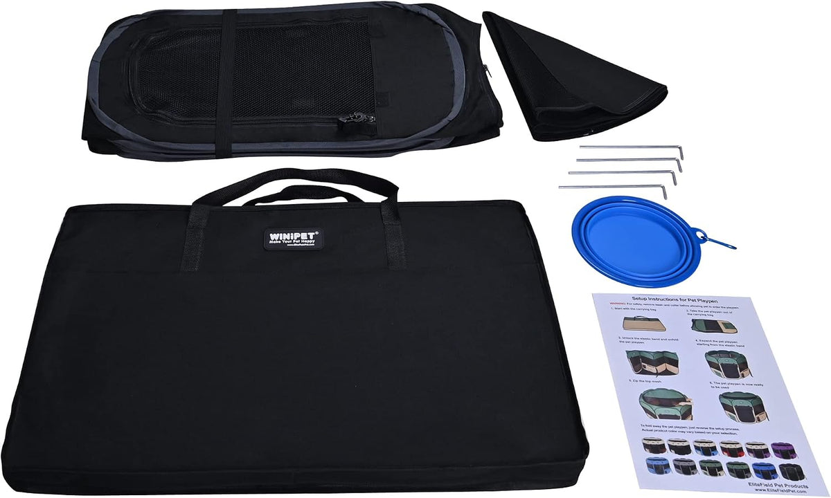 elitefield 2-door soft pet playpen for dogs and, side view