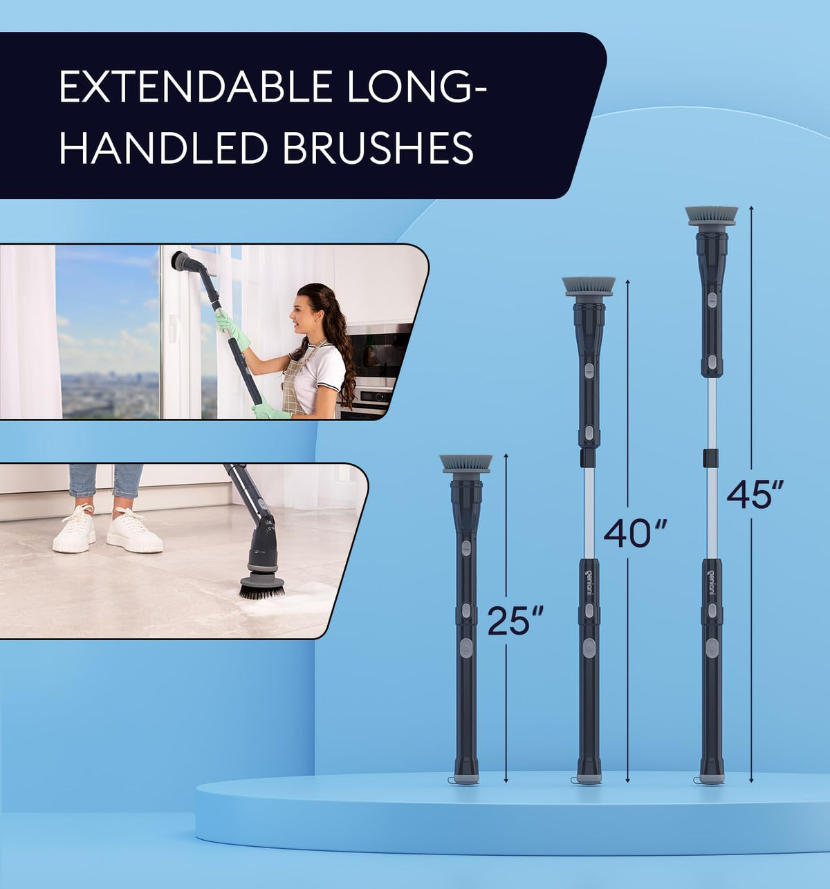 geniani electric spin scrubber - 360 cordless powerful, side view