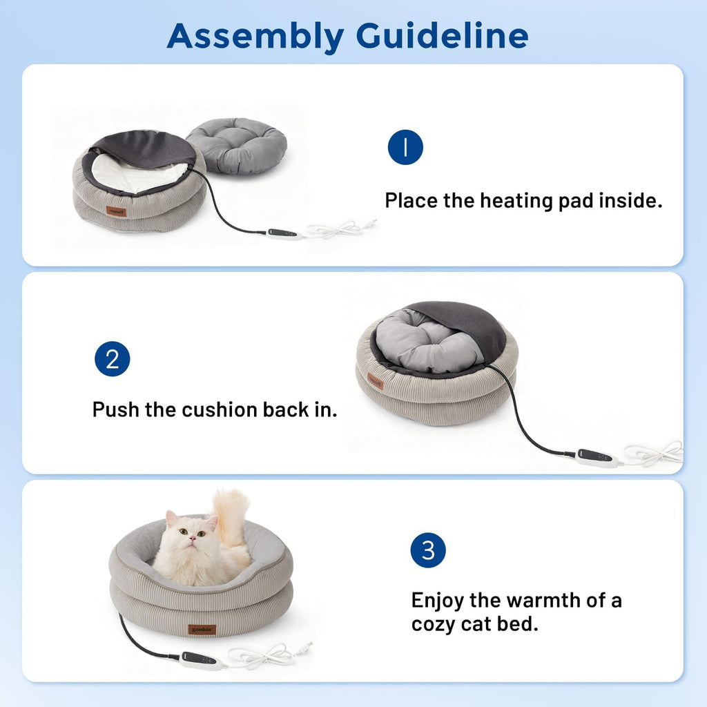 zomisla heated cat bed for indoor cats, 25 shown in use