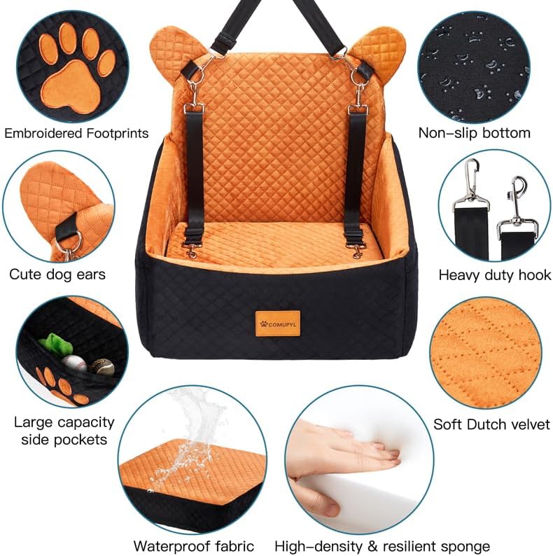 dog car seats for small/medium dogs up to showing dimensions