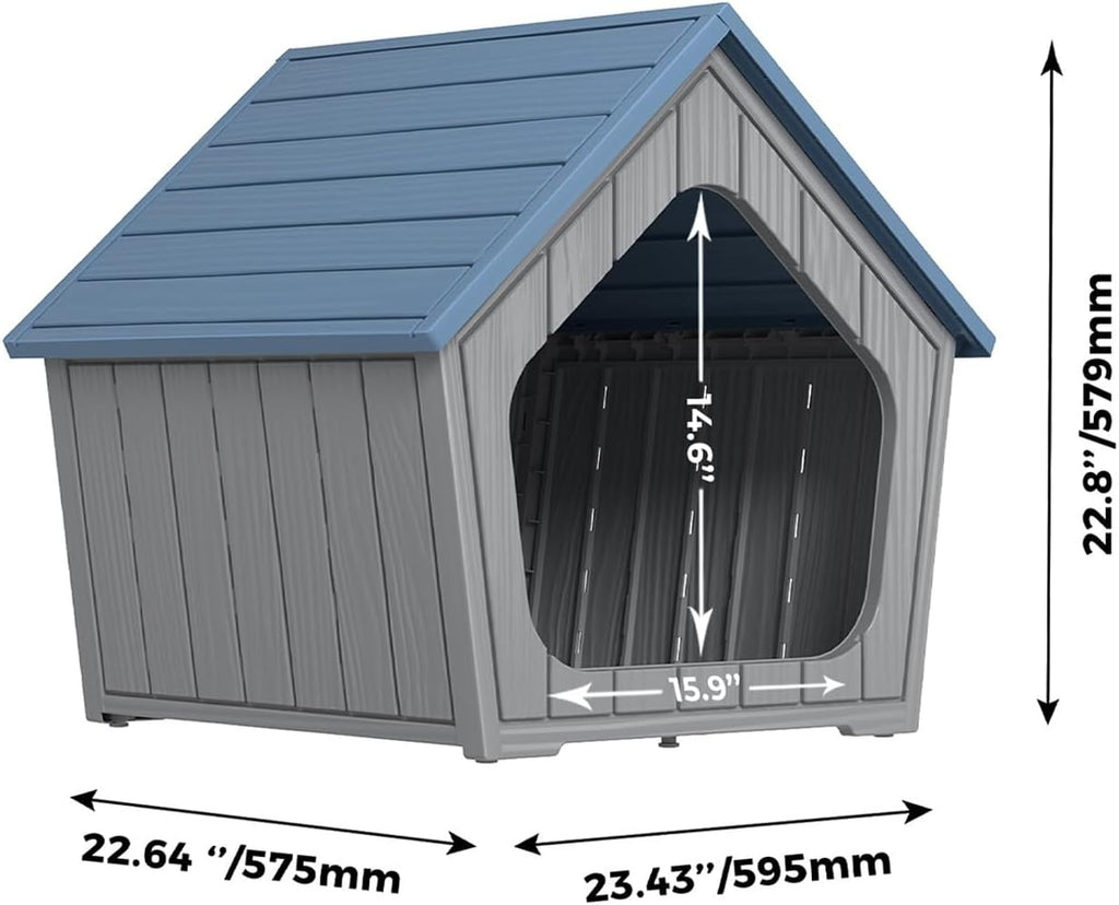 drato small dog house indoor/outdoor, blue on a desk or shelf