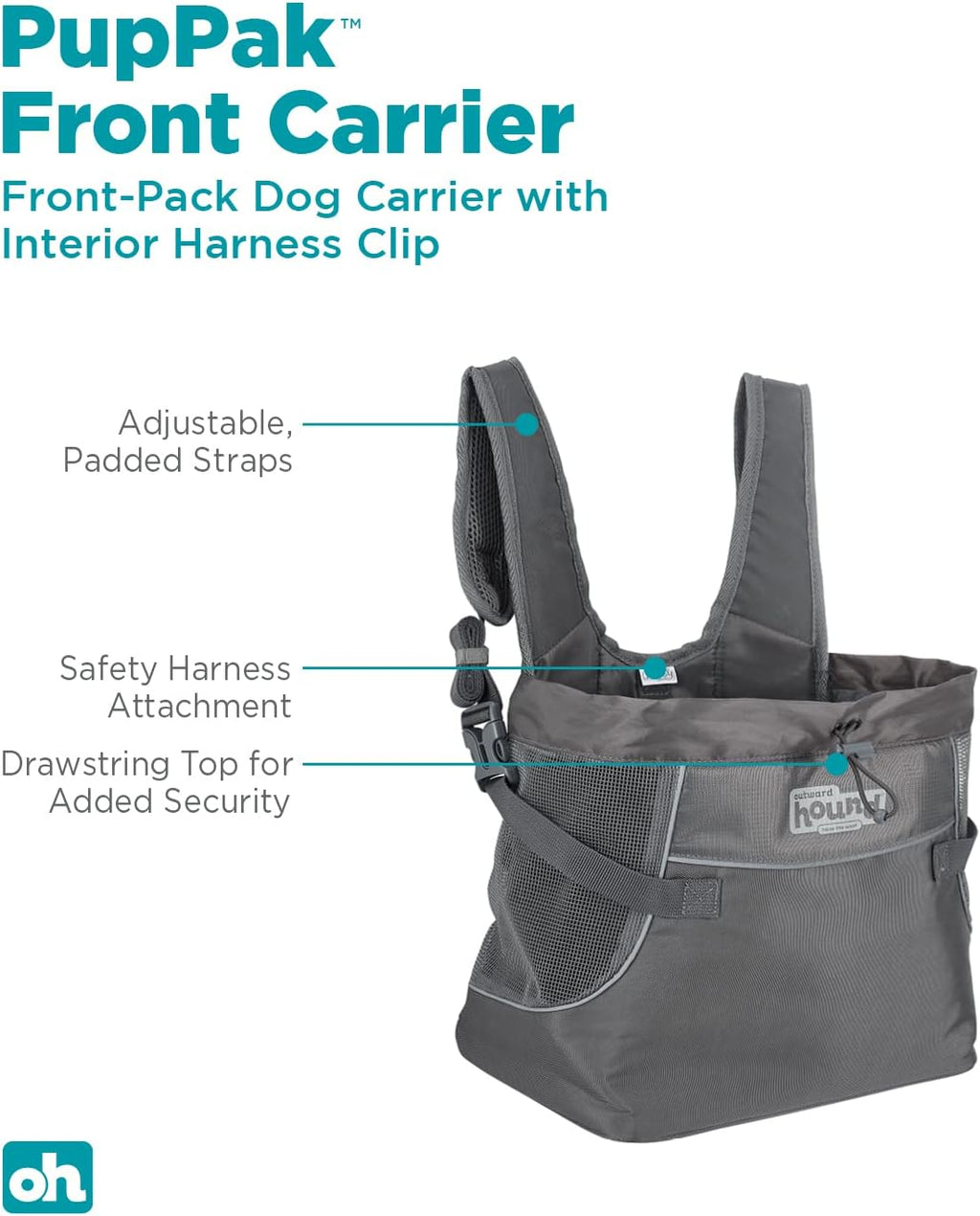 outward hound puppak dog front carrier, grey, medium shown in use