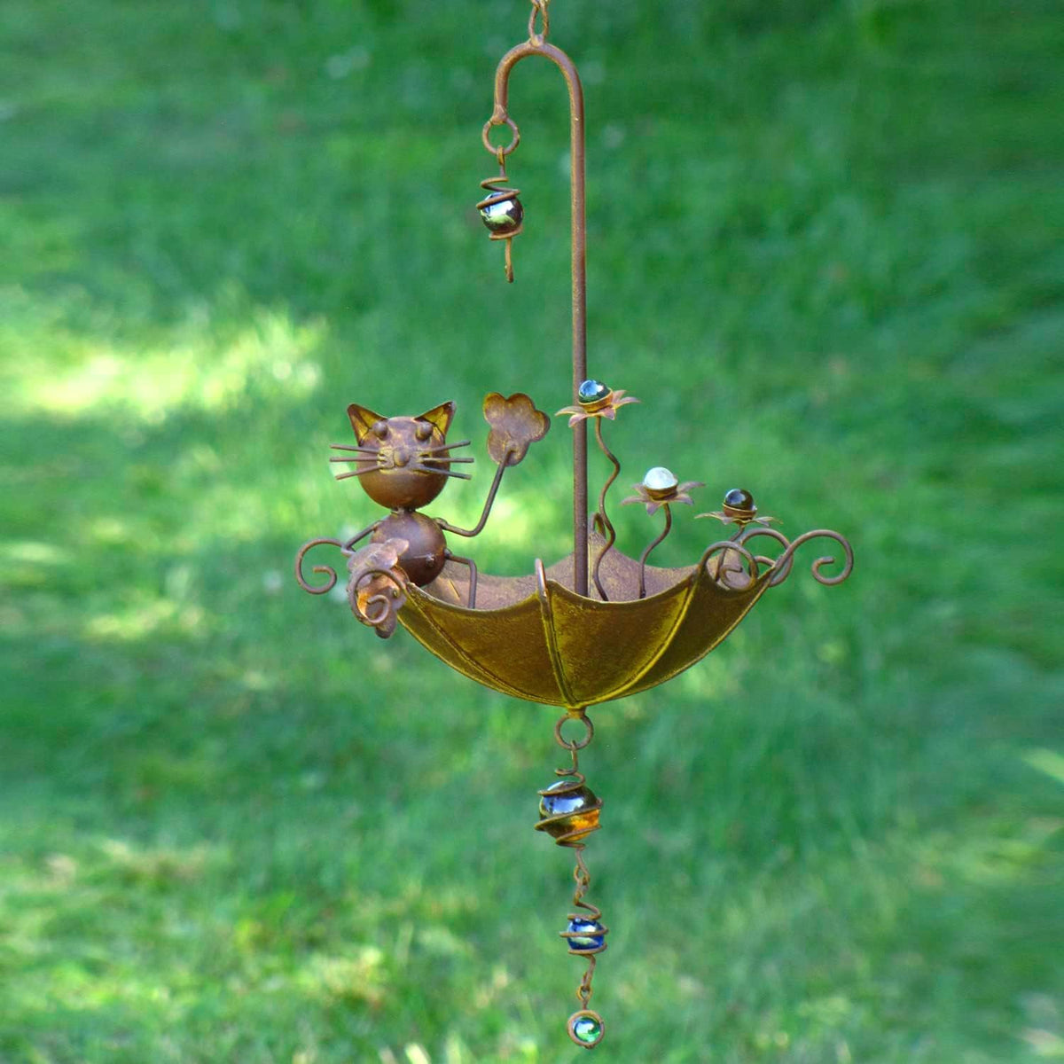 hanging umbrella bird-feeder decorations (set of all 6, close-up detail