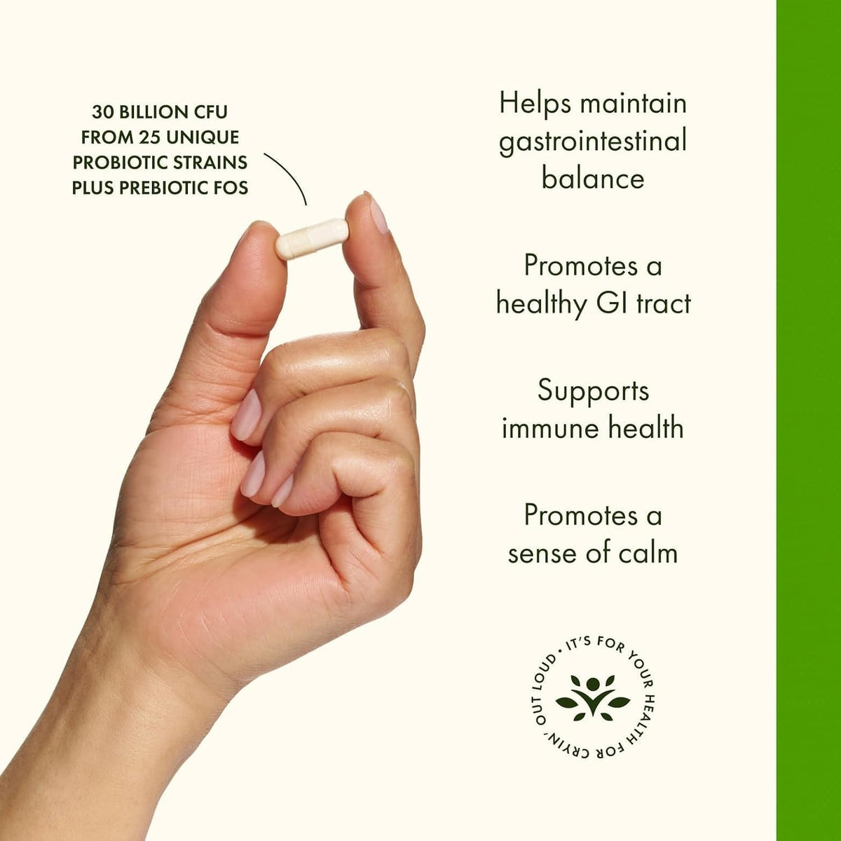 swanson epic-pro 25-strain probiotic, 30 billion cfu, 30, side view