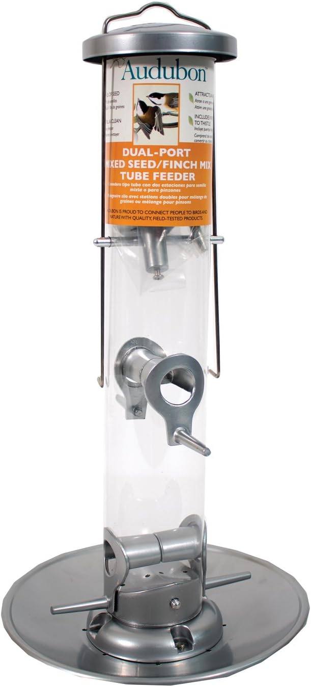 woodlink nasil audubon silver tube wild bird feeder, main product view