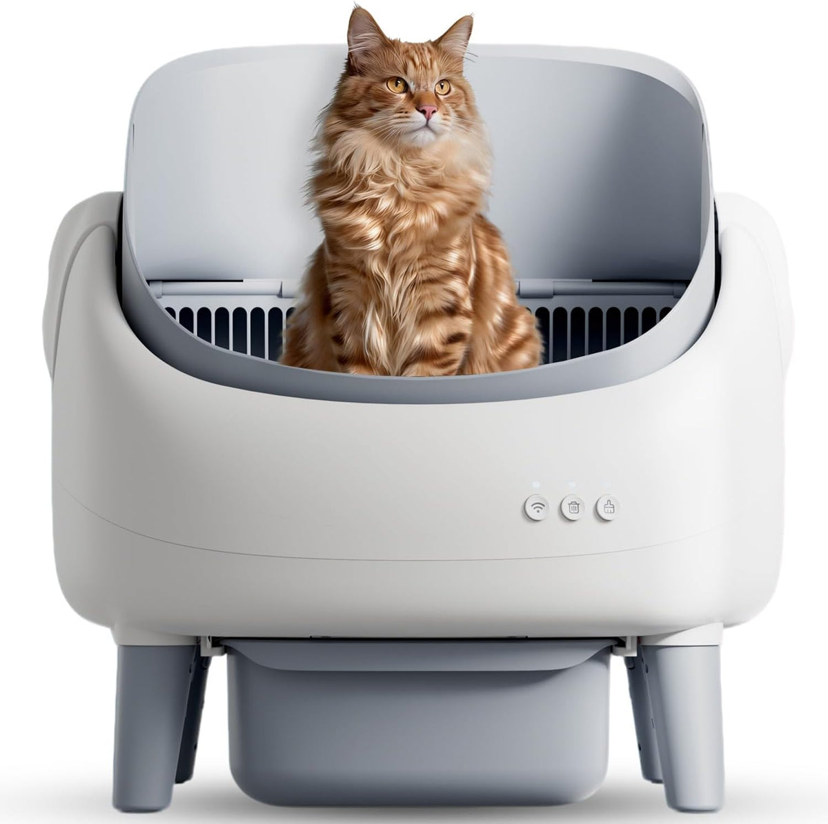 open-top automatic cat litter box, self cleaning litter, main product view