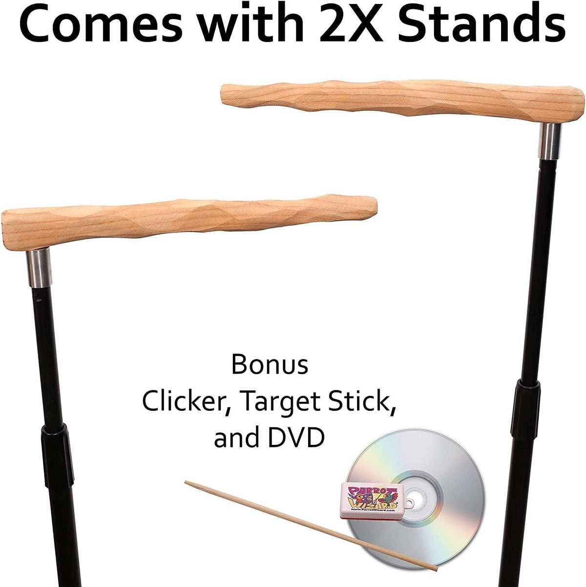 parrot training perch kit (standard, small) showing dimensions