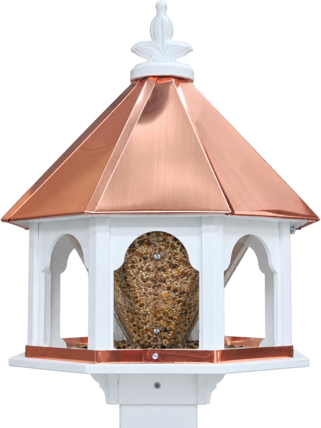 handmade copper roof large octagon bird feeder (sf18c), main product view