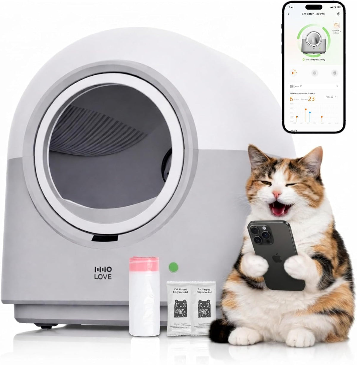 hholove self cleaning litter box automatic with safety, main product view