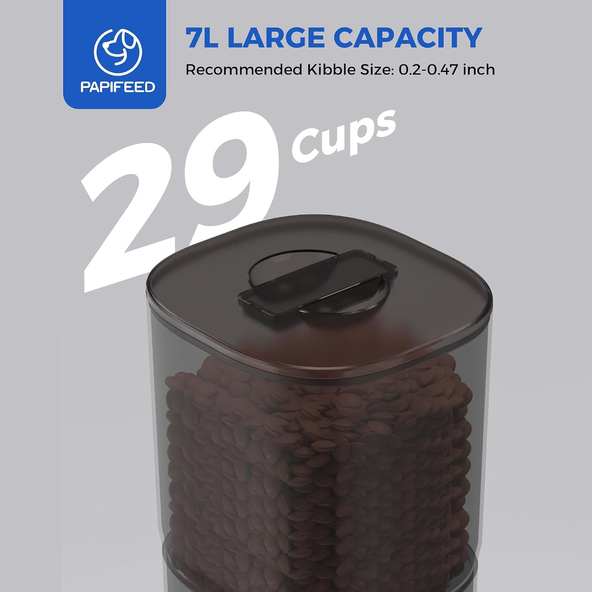 papifeed automatic cat feeder 2 cats, 7l large showing dimensions