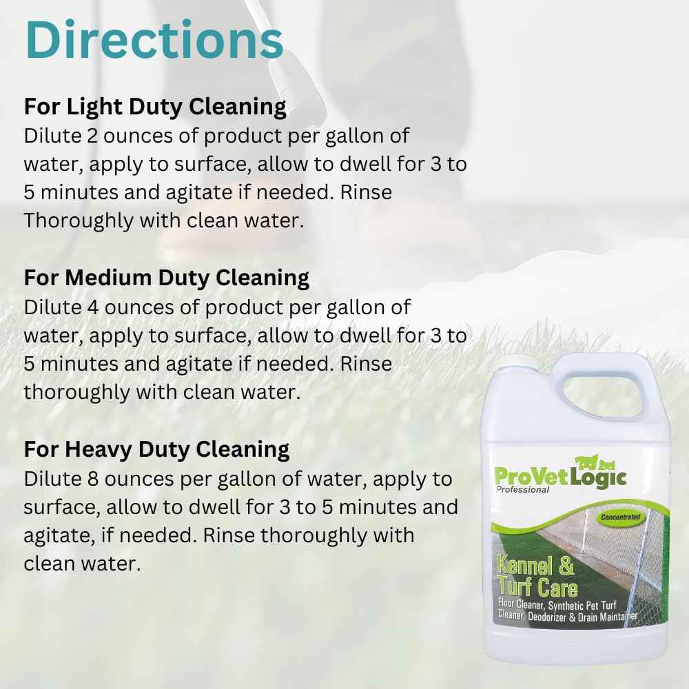 provetlogic kennel and turf care 1 gallon kit showing dimensions